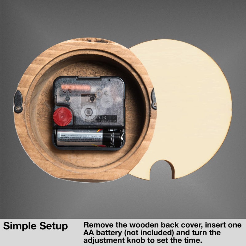 Driini ساعة درييني الخشبية التناظرية المكتبية - 4.3 بوصة. خشب الصنوبر الزخرفي، تصميم بدون صوت - ساعة mantel سهلة القراءة مع حركة هادئة - ساعات طاولة هادئة مع جسم خشبي، عقارب، وغطاء بطارية؛ أبيض - Image 4